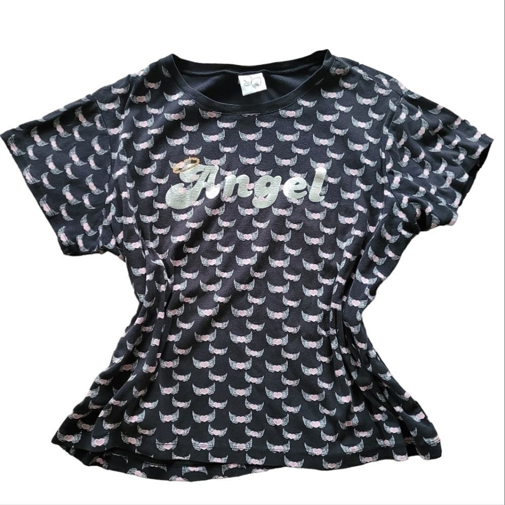 Vintage y2K Angel Wings Baby Tee Shirt Size XL